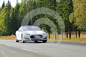 Tesla Model S Electric Car on the Road